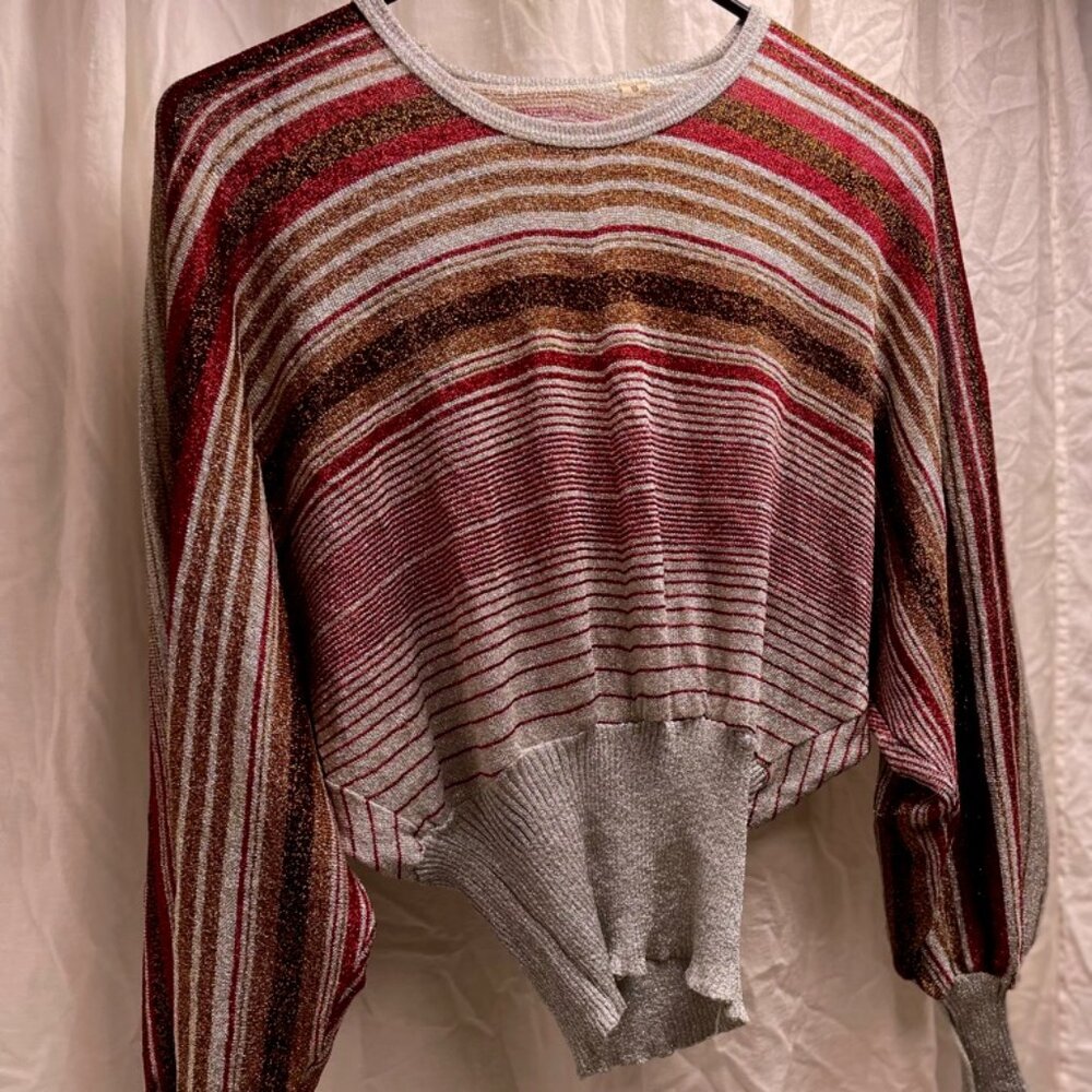 Vintage Shimmery high waisted sweater with bell sleeves disco or 70svibe small